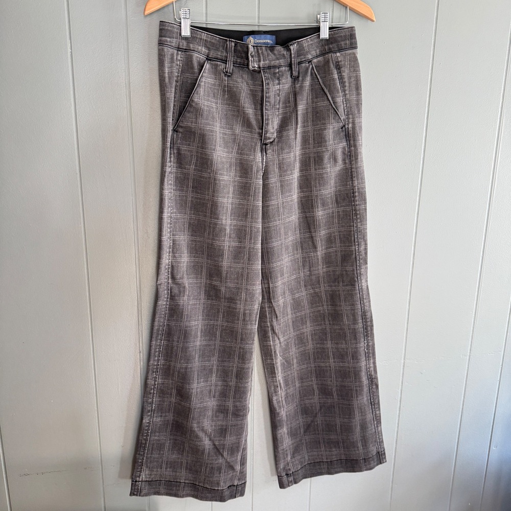 Democracy Ab solution Wide Leg Plaid Trouser Jeans Grey Size 10 Business Casual
